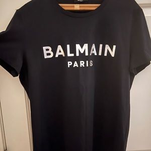 Mens Balmain Foil T-Shirt / BLACK / BRAND NEW